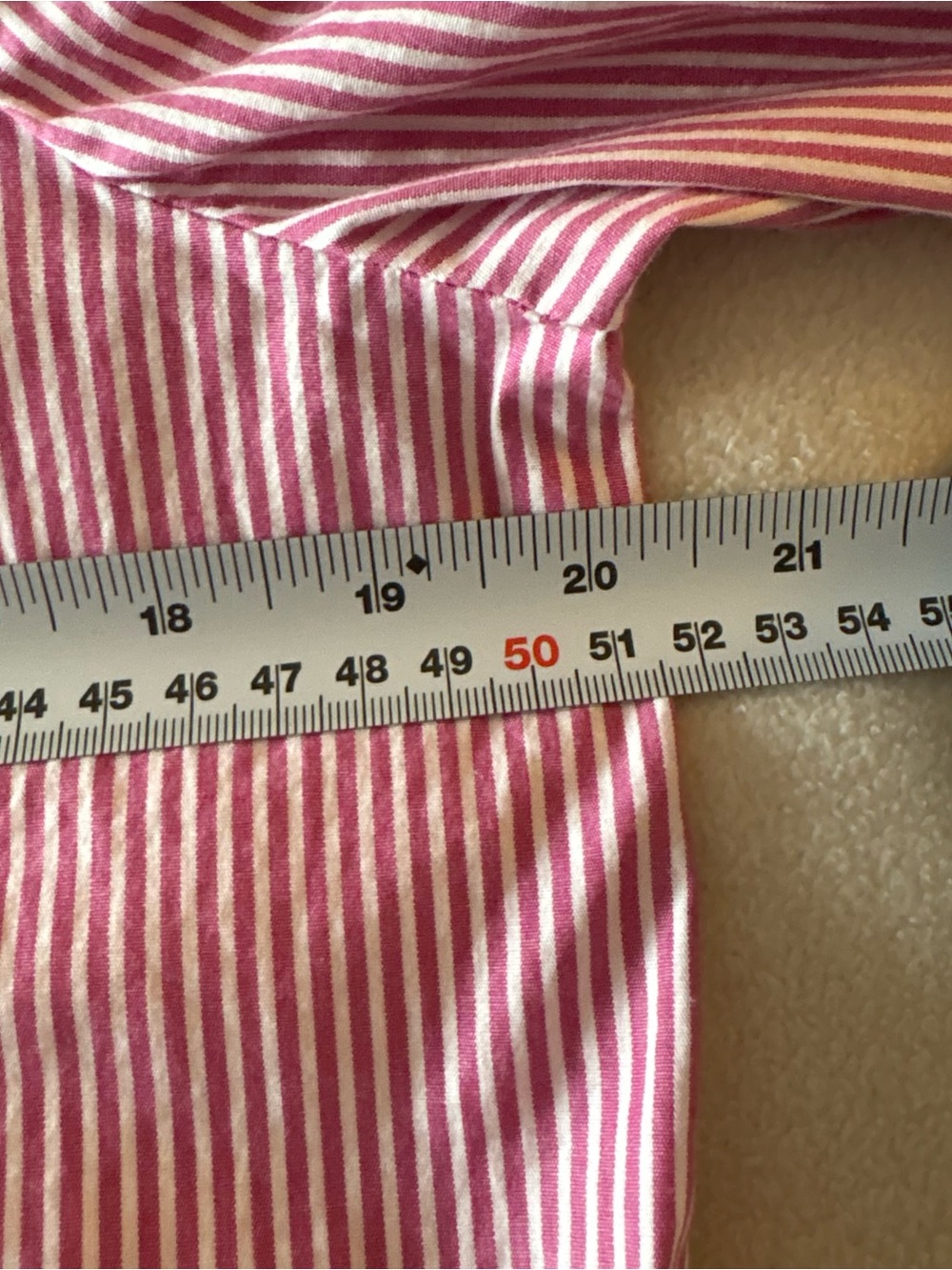 J.Crew Raspberry red and white Striped Ruffle Neck Blouse-size Medium - Picture 7 of 10